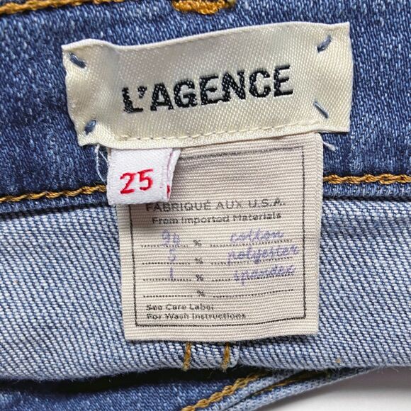 L'Agence Ryland Cuttoff Denim Shorts Size 25 Authentique Medium Wash Raw Hem - Picture 4 of 5